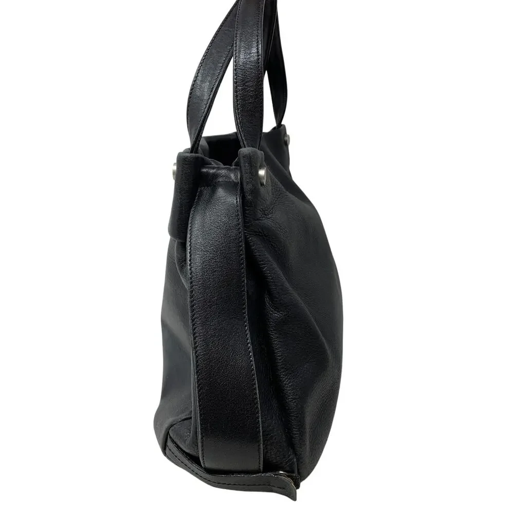 Vintage Marco Buggiani Satchel Handbag Purse Black Leather Top Handle